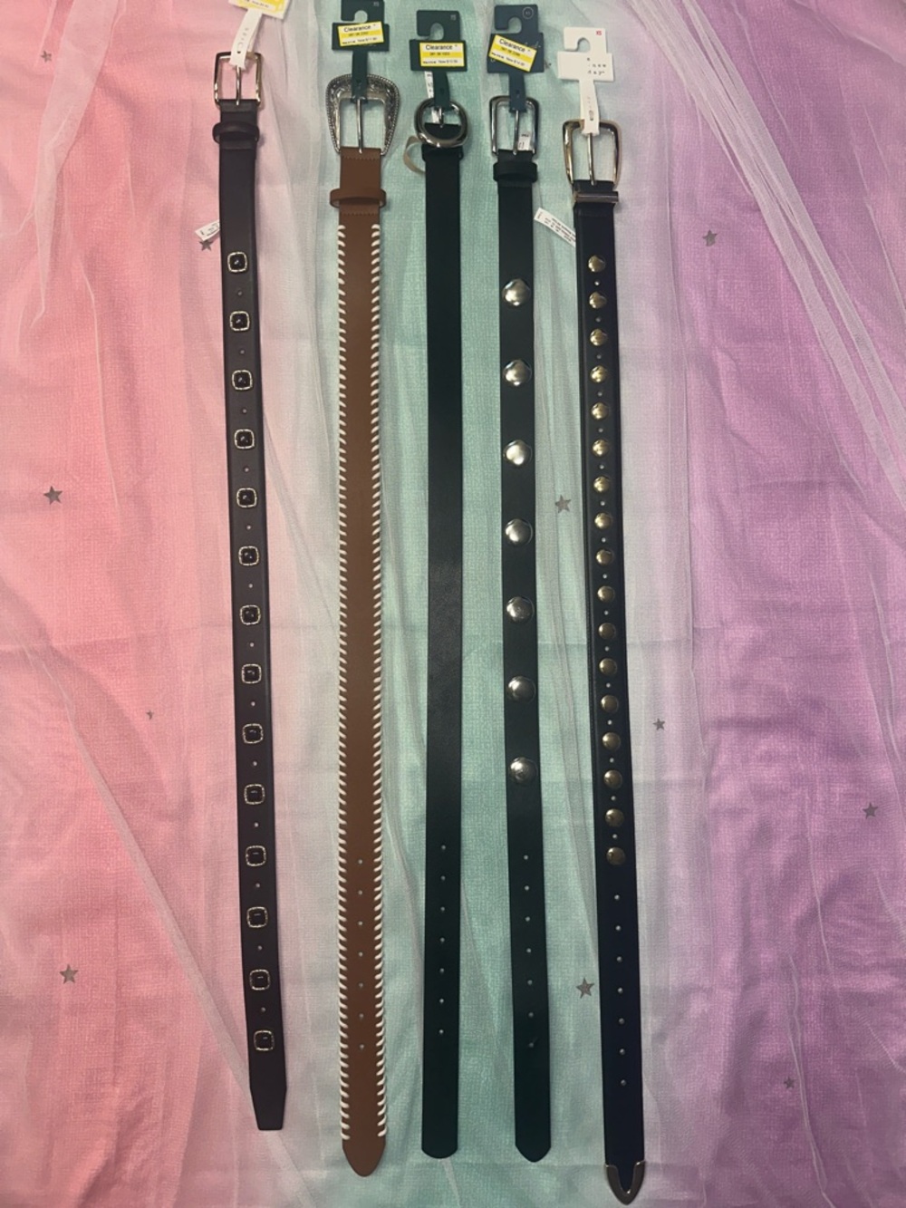 (5)a new day Women’s Stud and Stitched Belts - Black and Brown